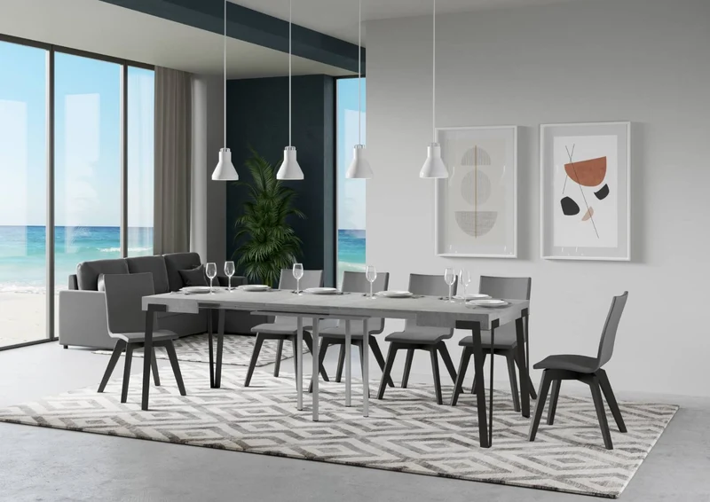 Rio - Tavolo moderno quadrato allungabile gambe in metallo piano in legno cm 90/246x90x80h - vari colori