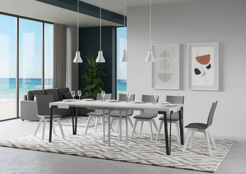 Rio - Tavolo moderno quadrato allungabile gambe in metallo piano in legno cm 90/246x90x80h - vari colori