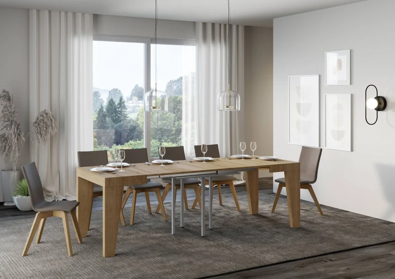 Senad - Tavolo quadrato in legno allungabile per sala pranzo cm 90/246x90x77h - vari colori