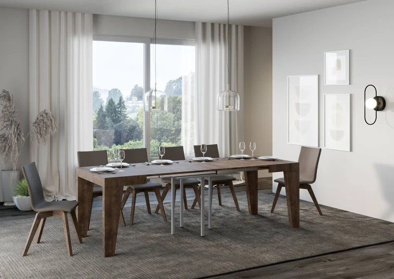 Senad - Tavolo quadrato in legno allungabile per sala pranzo cm 90/246x90x77h - vari colori