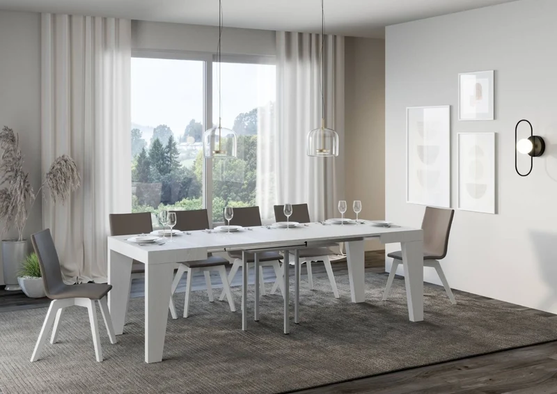 Senad - Tavolo quadrato in legno allungabile per sala pranzo cm 90/246x90x77h - vari colori
