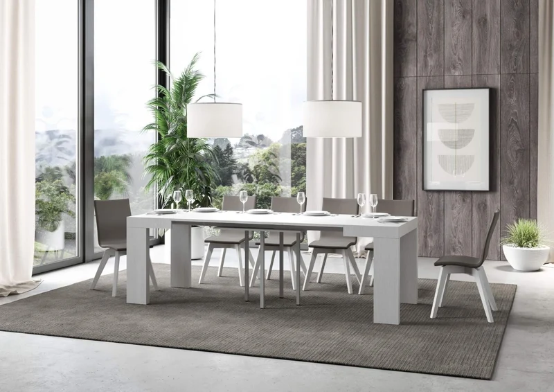 Napal - Tavolo in legno da pranzo quadrato allungabile cm 90/246x90x77h - vari colori