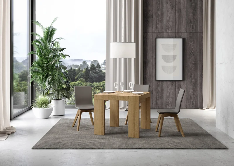 Napal - Tavolo in legno da pranzo quadrato allungabile cm 90/246x90x77h - vari colori