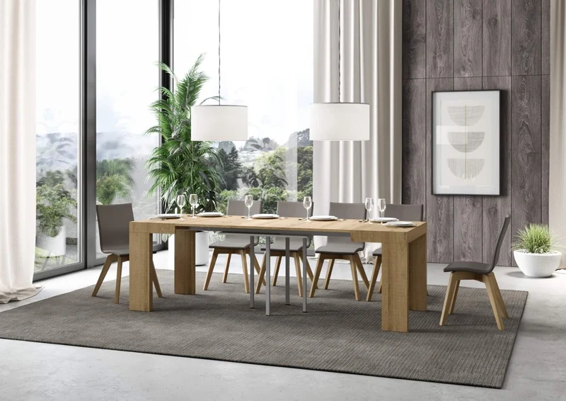 Napal - Tavolo in legno da pranzo quadrato allungabile cm 90/246x90x77h - vari colori