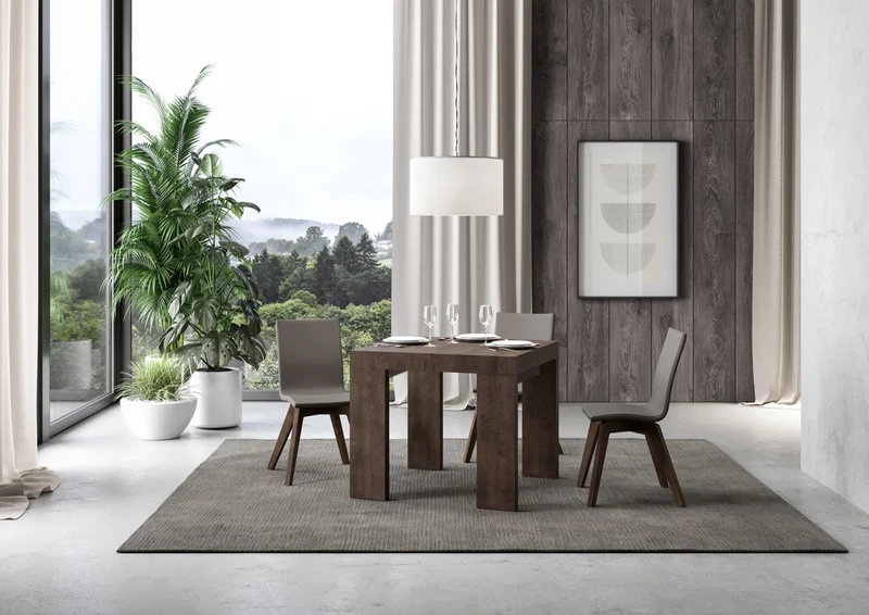 Napal - Tavolo in legno da pranzo quadrato allungabile cm 90/246x90x77h - vari colori