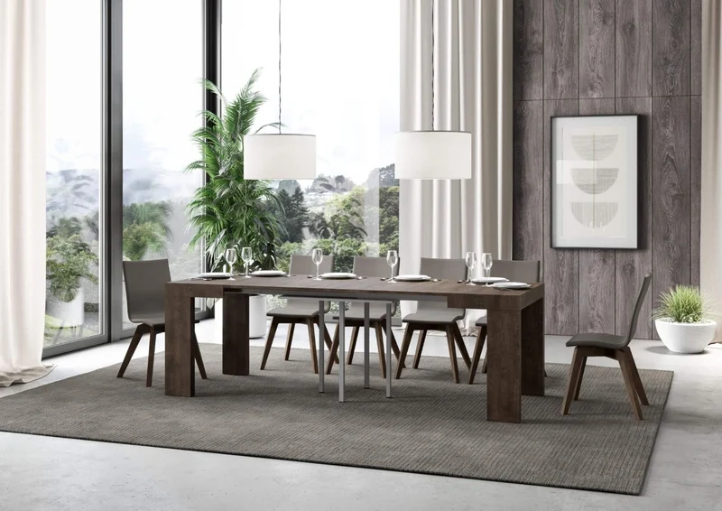 Napal - Tavolo in legno da pranzo quadrato allungabile cm 90/246x90x77h - vari colori
