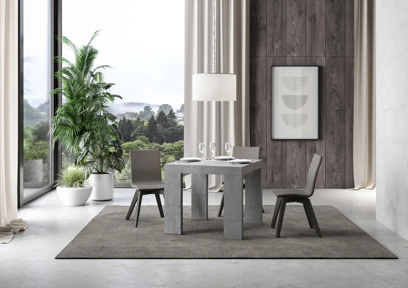 Napal - Tavolo in legno da pranzo quadrato allungabile cm 90/246x90x77h - vari colori