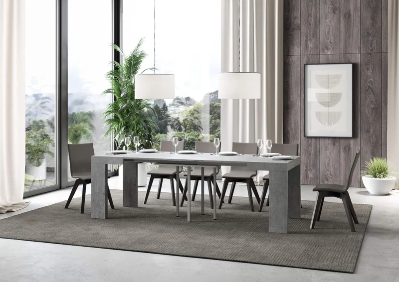 Napal - Tavolo in legno da pranzo quadrato allungabile cm 90/246x90x77h - vari colori