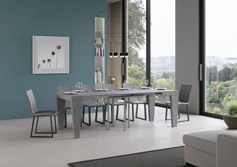 William - Tavolo moderno allungabile quadrato in legno cm 90/246x90x77h - vari colori