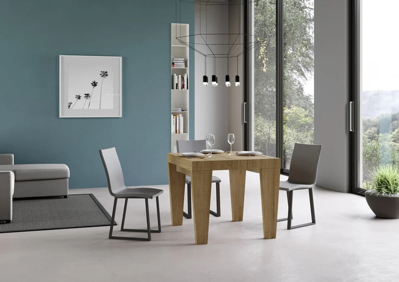William - Tavolo moderno allungabile quadrato in legno cm 90/246x90x77h - vari colori