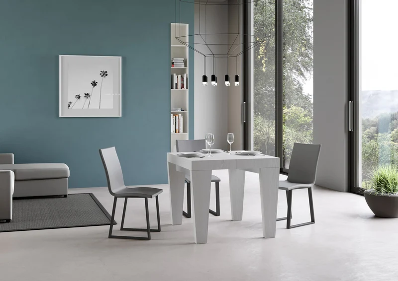 William - Tavolo moderno allungabile quadrato in legno cm 90/246x90x77h - vari colori
