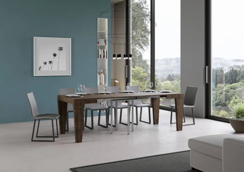 William - Tavolo moderno allungabile quadrato in legno cm 90/246x90x77h - vari colori