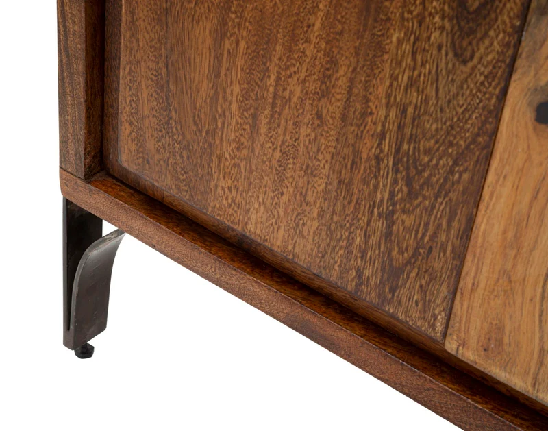Mobile da soggiorno con ante e cassetti in legno di acacia cm 175x40x75h