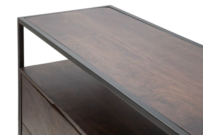 Madia credenza 4 ante in metallo e legno di acacia stile industrial cm 150x40x83h