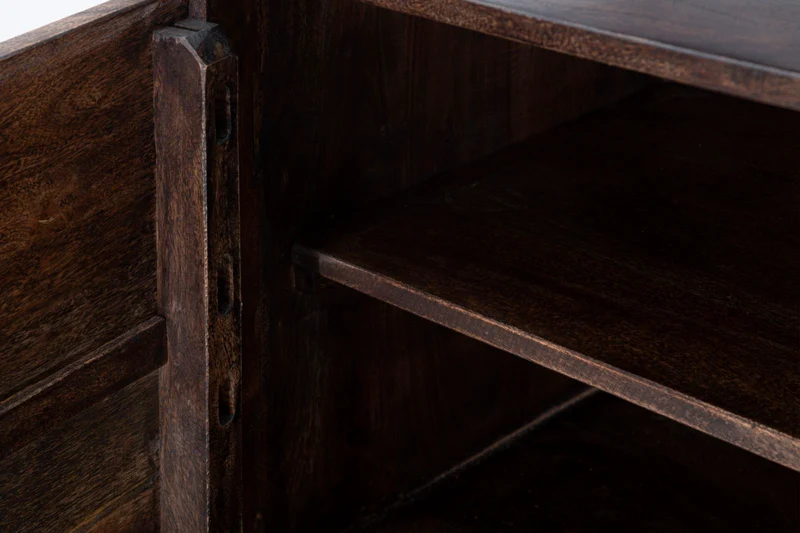 Madia credenza 4 ante in metallo e legno di acacia stile industrial cm 150x40x83h