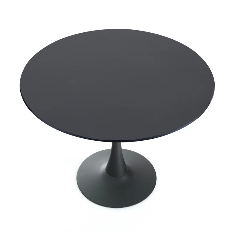 Tavolo tondo da salotto in metallo piano in legno nero opaco cm Ø 90x74h