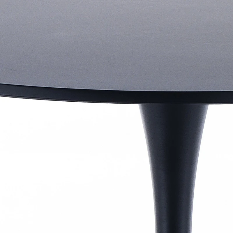 Tavolo tondo da salotto in metallo piano in legno nero opaco cm Ø 90x74h