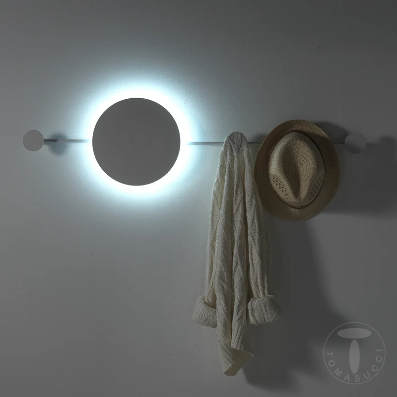 Appendiabiti applique da parete in metallo bianco con luce a led cm 97x6x25h