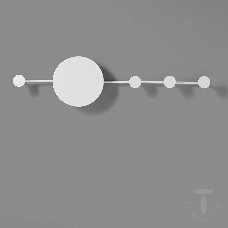 Appendiabiti applique da parete in metallo bianco con luce a led cm 97x6x25h