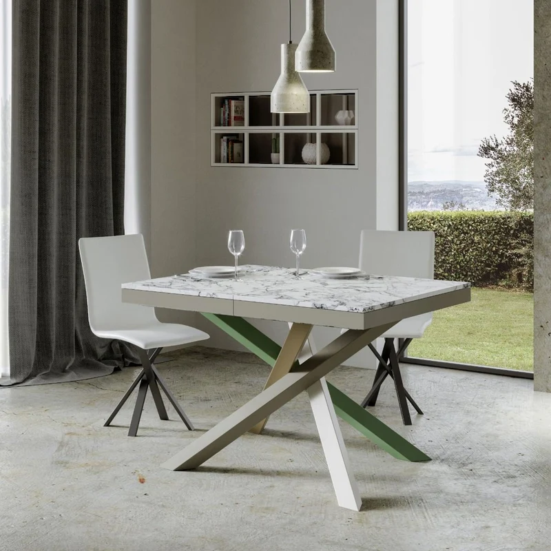 Fenicia - Set da 2 Sedia gambe incrociate in metallo seduta in similpelle cm 42x42x88h - vari colori
