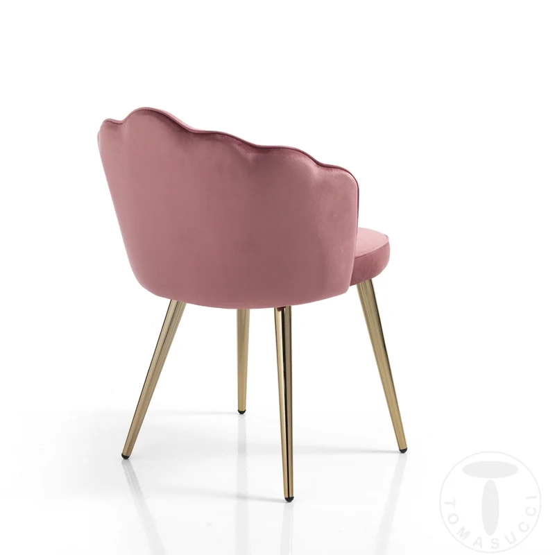 Set da 4 Sedia design modello fiore in velluto gambe in metallo dorato cm 57x58x78h - vari colori