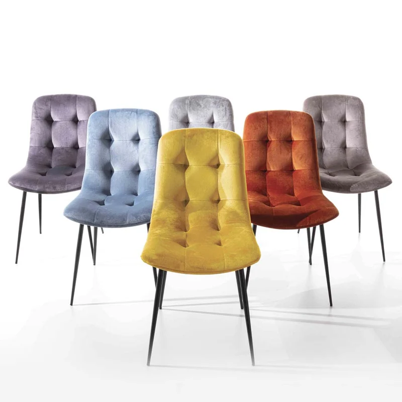 Zara - Set da 4 Sedia soggiorno moderno in velluto antimacchia cm 47x61x85h - vari colori