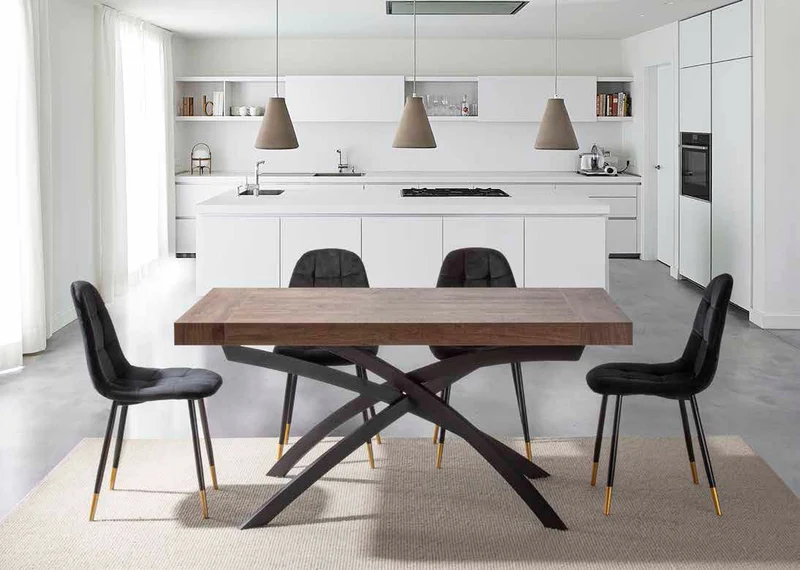 Garel - Tavolo allungabile gambe intrecciate piano in legno cm 180/280x90x76h - vari colori