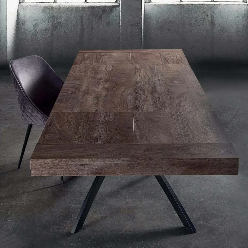 Garel - Tavolo allungabile gambe intrecciate piano in legno cm 180/280x90x76h - vari colori