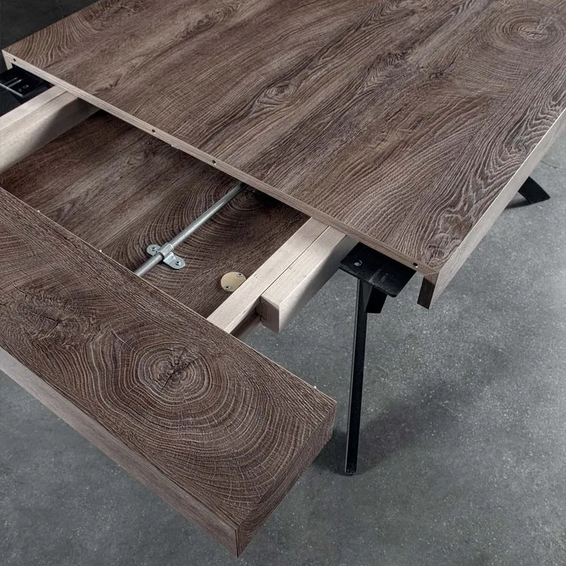 Garel - Tavolo allungabile gambe intrecciate piano in legno cm 180/280x90x76h - vari colori