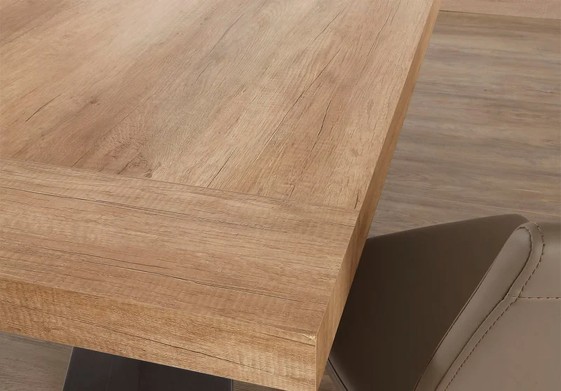Garel - Tavolo design allungabile base in metallo piano in legno cm 160/260x90x76h - vari colori