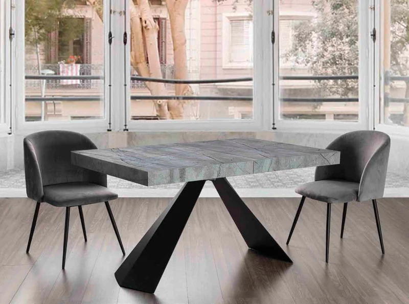 Danilo - Tavolo allungabile piano in legno base in metallo nero cm 140/290x90x77h - vari colori