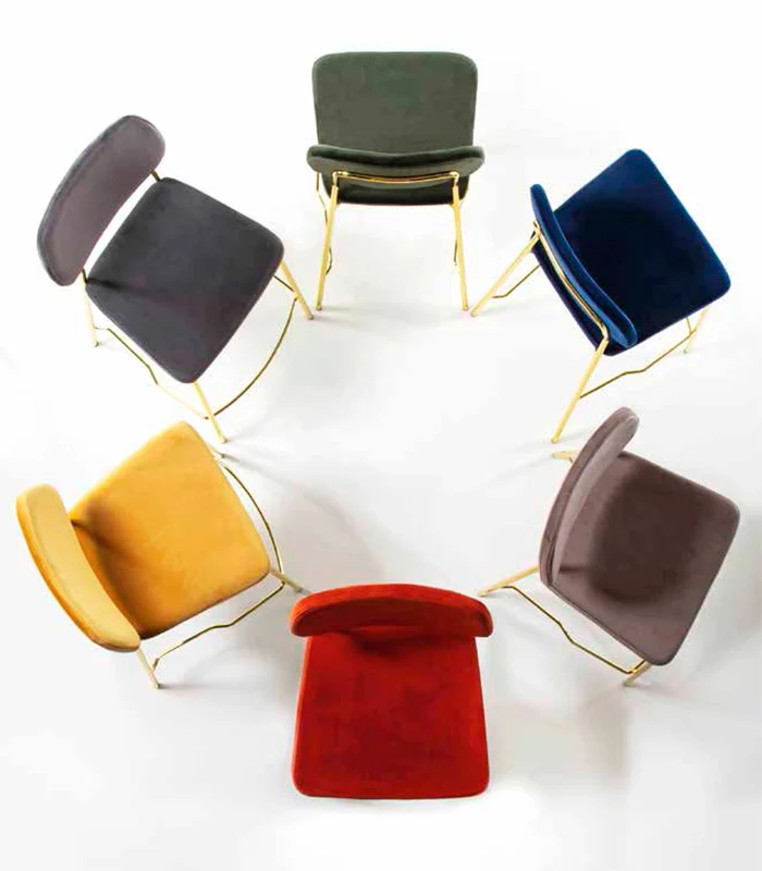 Ginger - Set da 2 Sedia living in metallo colore ottone e velluto cm 46x50x82h - vari colori
