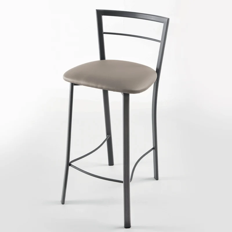 Set da 2 Sgabello alto moderno in metallo seduta in ecopelle cm 40x42x87h - vari colori