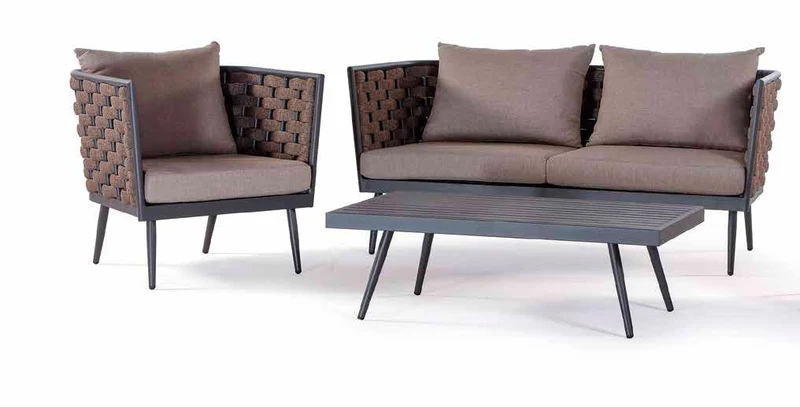 Tavolino basso da esterno in alluminio antracite cm 110x60x42h
