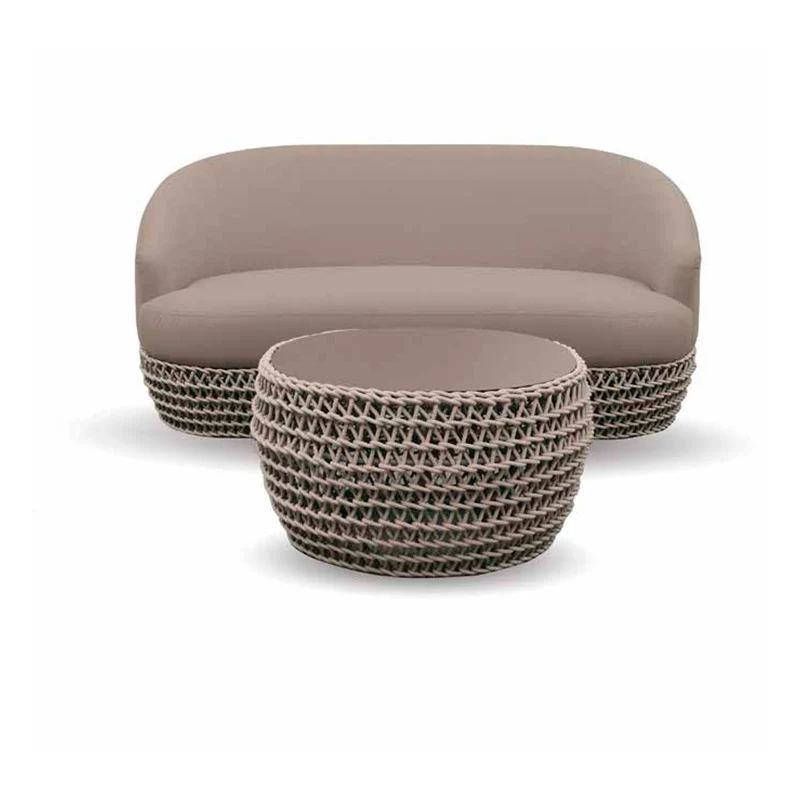 Divano 2 posti da giardino in tessuto colore tortora cm 151x83x72h
