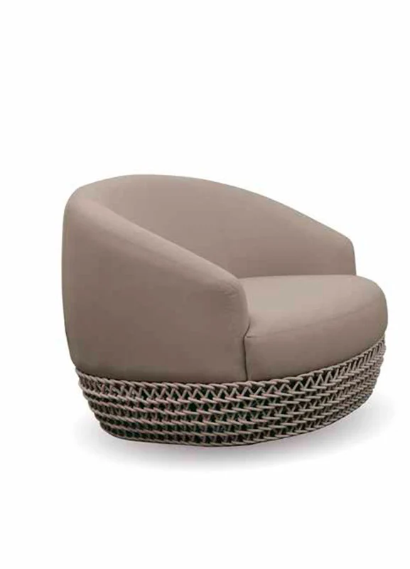 Poltrona design da esterno in tessuto colore tortora cm 83x83x71h