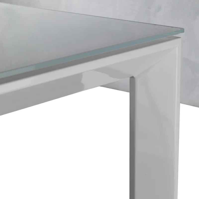 Egeo - Tavolo da pranzo allungabile in metallo piano vetro colore bianco - varie misure