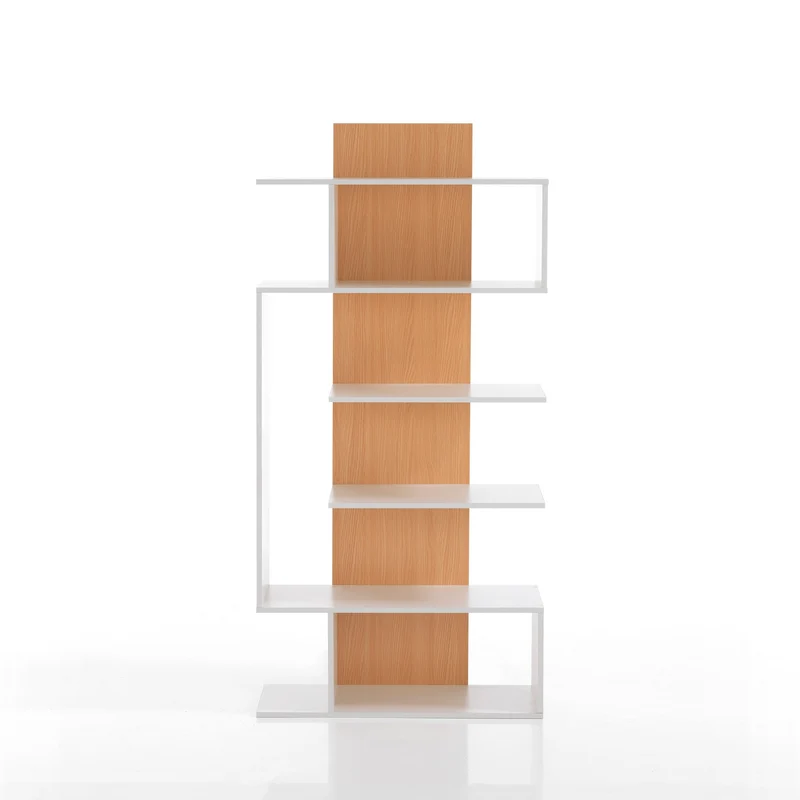 Libreria a colonna moderna in legno bianco e rovere cm 80x25x170h