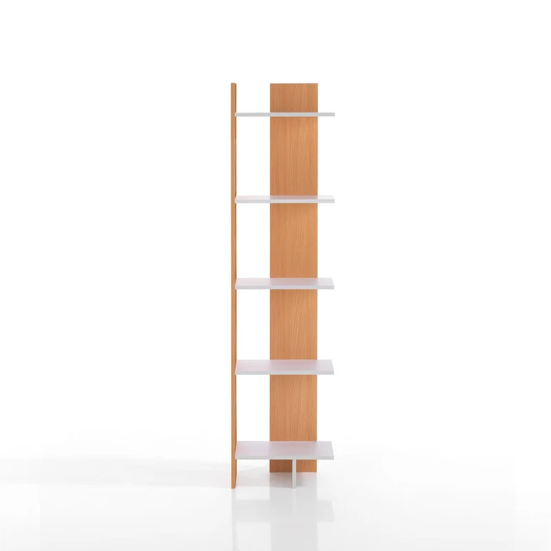 Libreria moderna a colonna in legno bianco opaco e rovere cm 41x21x170h