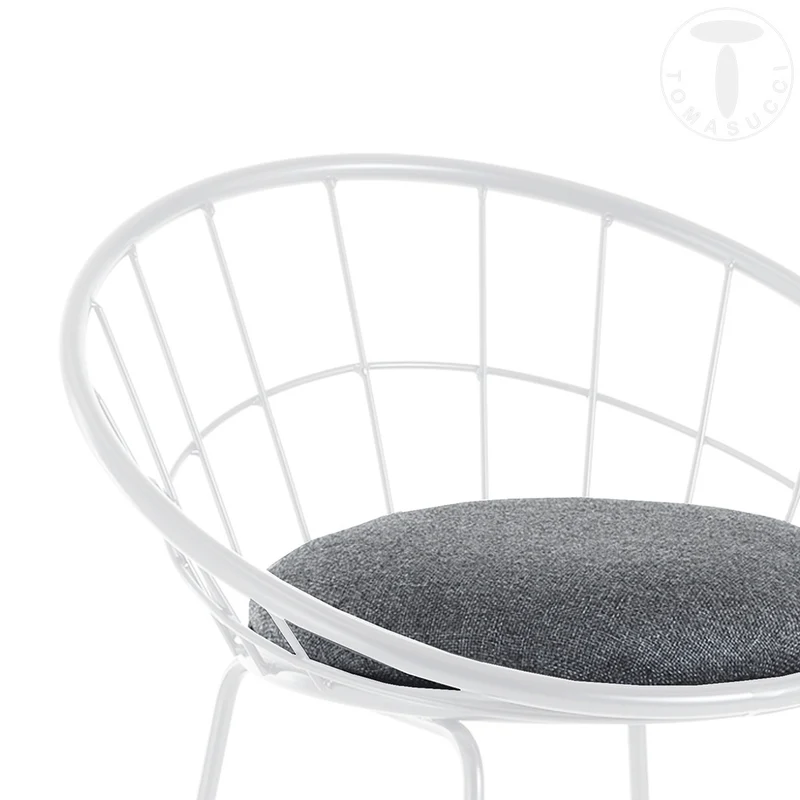 Set da 2 Sgabello alto moderno in metallo bianco con cuscino in tessuto cm 50x50x85h - vari colori