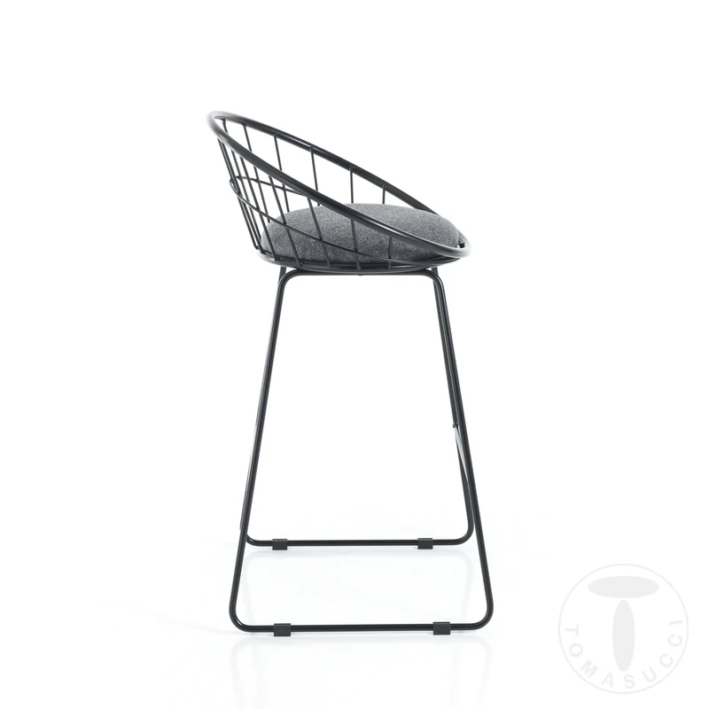 Set da 2 Sgabello alto moderno in metallo bianco con cuscino in tessuto cm 50x50x85h - vari colori