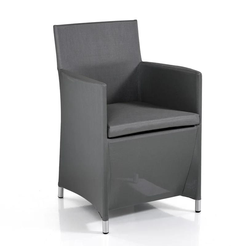 Set da 2 Poltrona da esterno in alluminio e tessuto colore grigio cm 56x58x85h