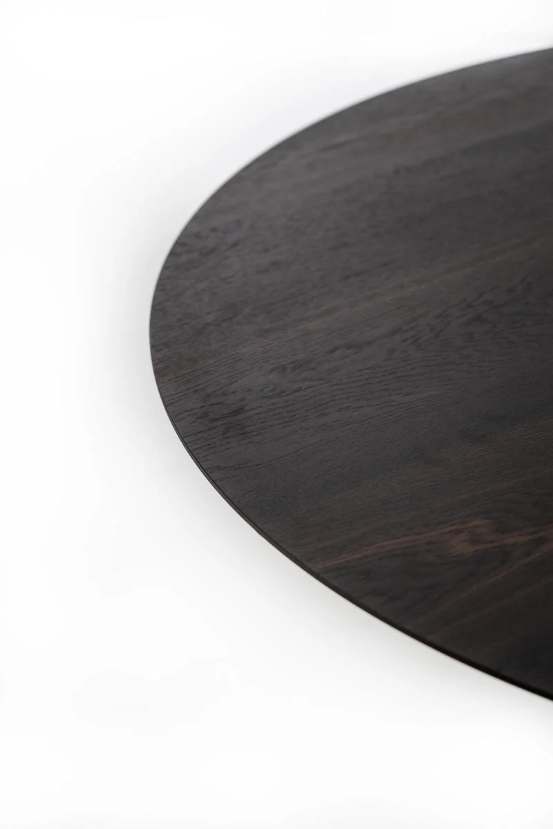 Tavolo moderno fisso rotondo gambe in metallo nero piano in legno cm Ø 130x76h - vari colori