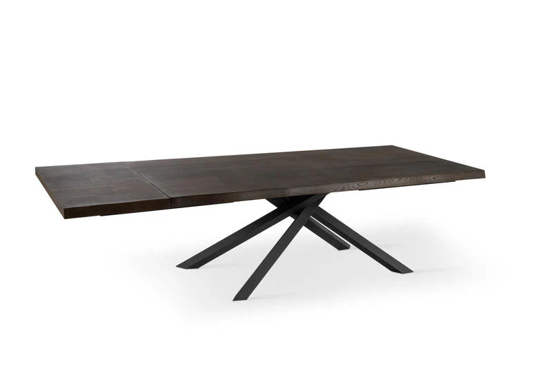 Tavolo da pranzo allungabile in legno gambe incrociate in metallo cm 160/240x90x76h - vari colori