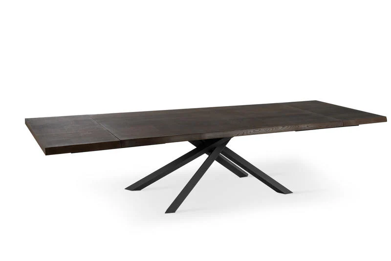 Tavolo da pranzo allungabile in legno gambe incrociate in metallo cm 160/240x90x76h - vari colori
