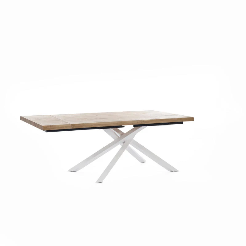 Tavolo da salotto allungabile in legno e metallo gambe incrociate cm 200/300x100x76h - vari colori