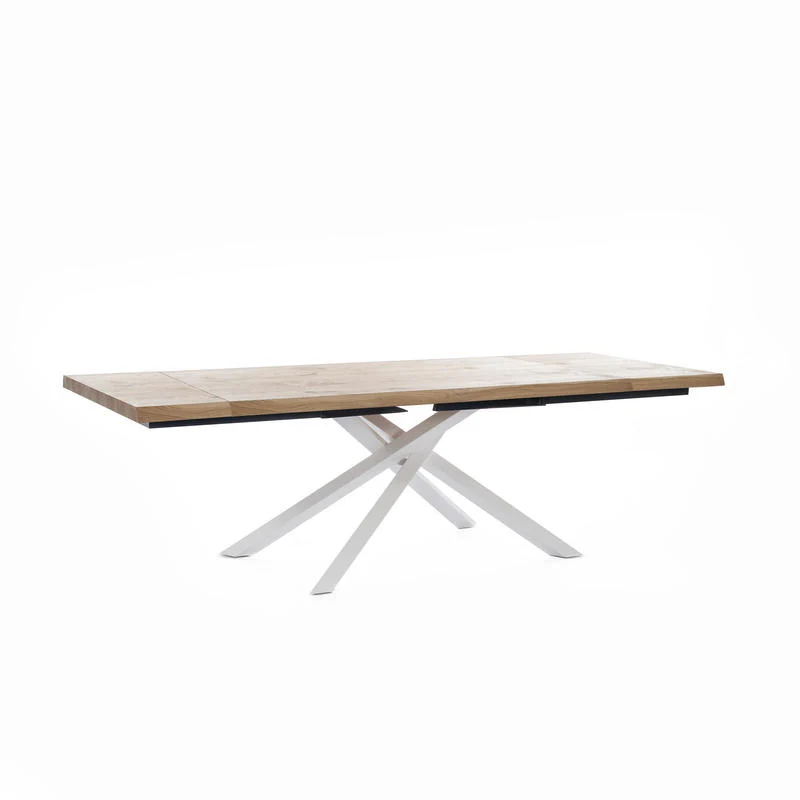 Tavolo da salotto allungabile in legno e metallo gambe incrociate cm 200/300x100x76h - vari colori