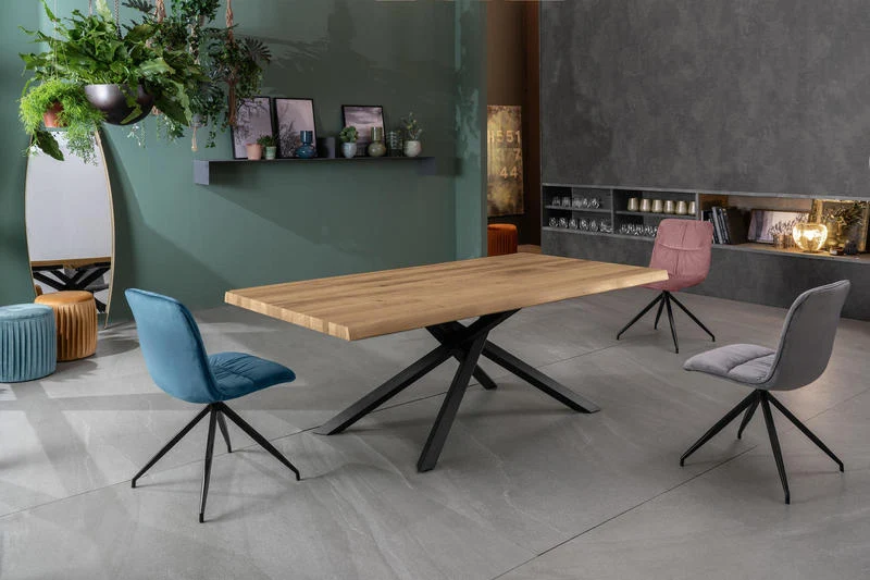 Tavolo da salotto allungabile in legno e metallo gambe incrociate cm 200/300x100x76h - vari colori