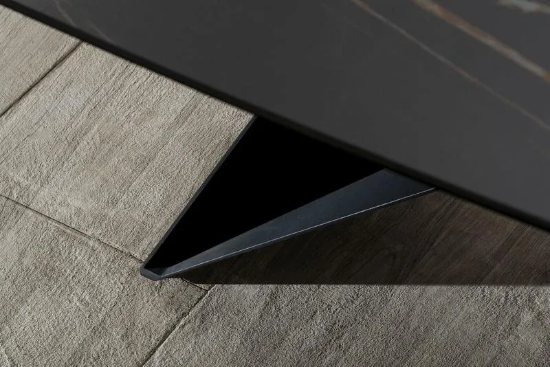 Tavolo da salotto fisso con piano in ceramica e vetro effetto marmo cm 220x110x76h - vari colori