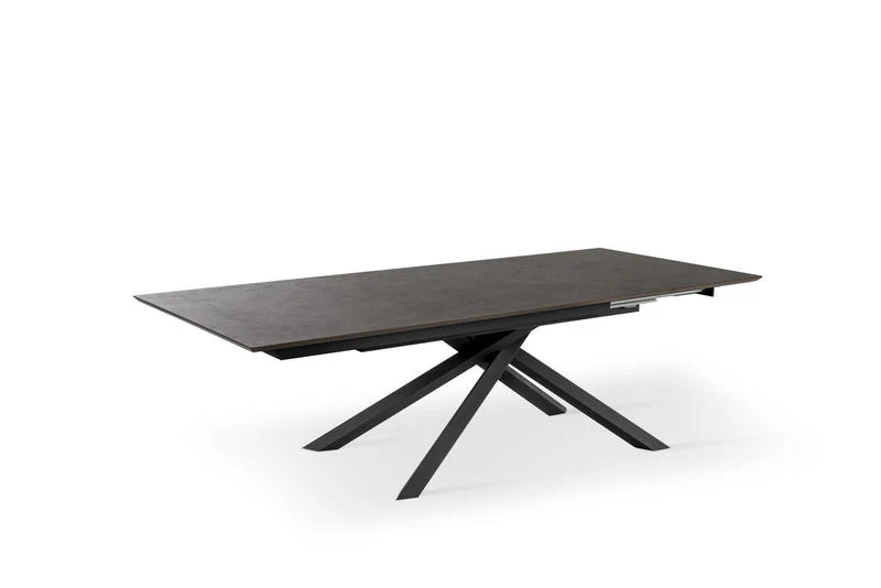 Tavolo da pranzo allungabile piano in legno colore ruggine base nero cm 170/270x90x76h